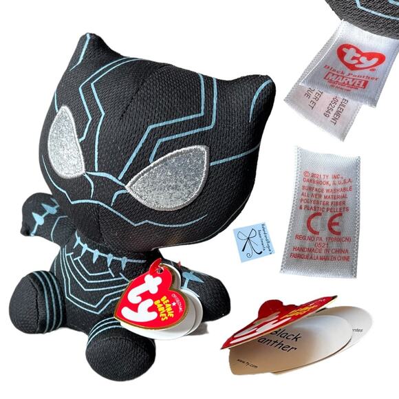 TY Beanie Baby Marvel Black Panther Plush - Picture 1 of 3